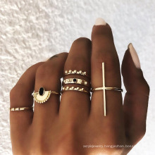 Patterned slender cross dripping oil ring set, 6 combination rings